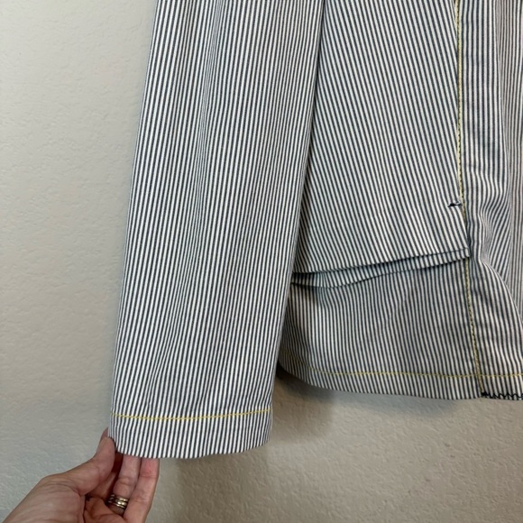 Chico's Seersucker Navy White Striped Yachtie Blazer Jacket Lightweight Size XL - Picture 3 of 10